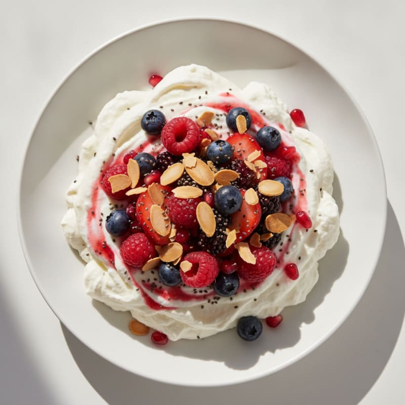 Greek Yogurt Protein Mousse with Mixed Berries