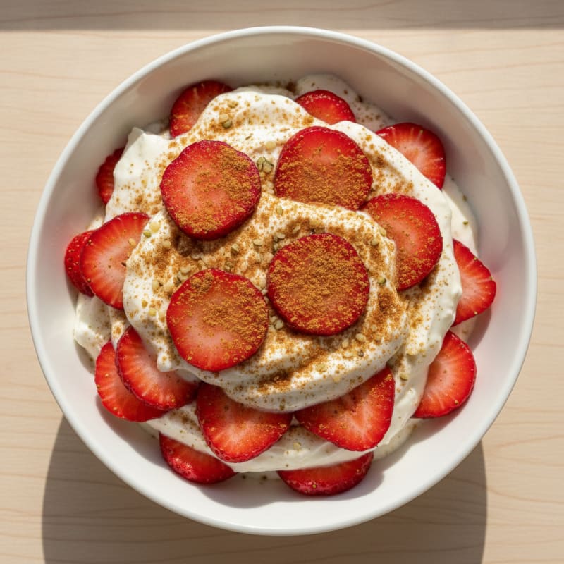 Protein Yogurt Parfait with Sliced Strawberries
