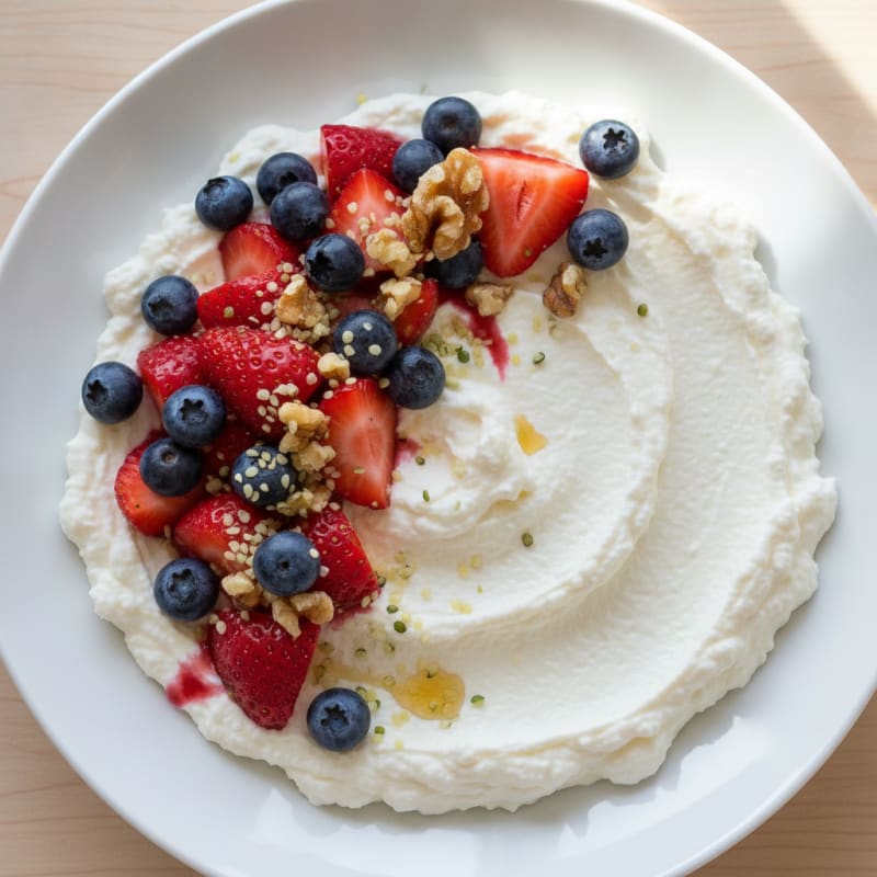 Silky Cottage Cheese Protein Pudding with Fresh Berries