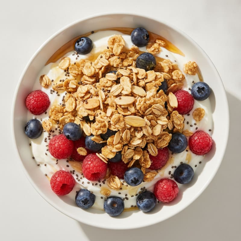 Creamy Greek Yogurt Parfait with Mixed Berries and Almond Crunch