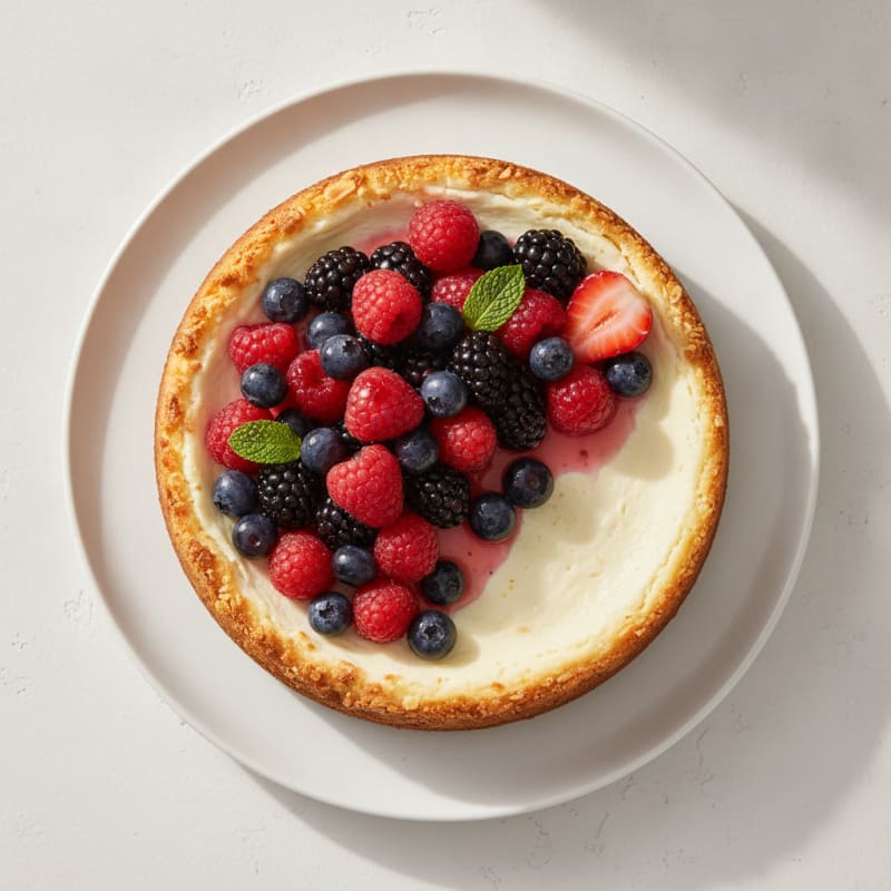 Greek Yogurt Protein Cheesecake with Mixed Berries
