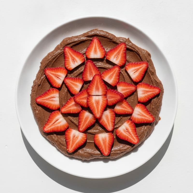 Silky Chocolate Protein Pudding with Sliced Strawberries