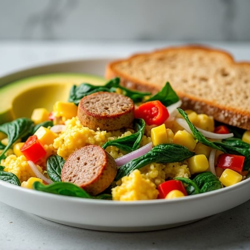 Egg White and Turkey Sausage Scramble with Spinach