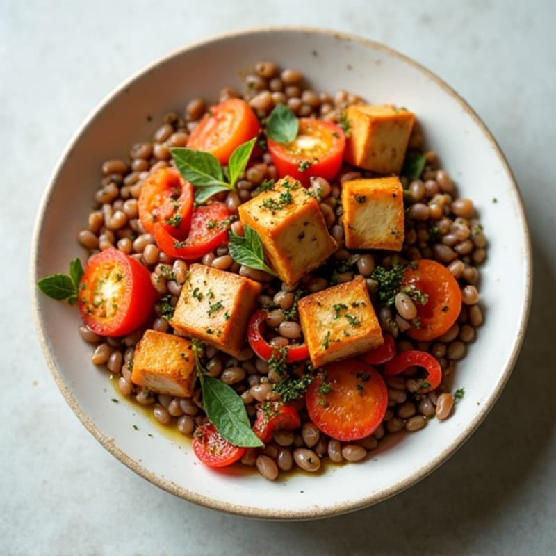 Herb-Roasted Garlic Lentils with Caramelized Vegetables