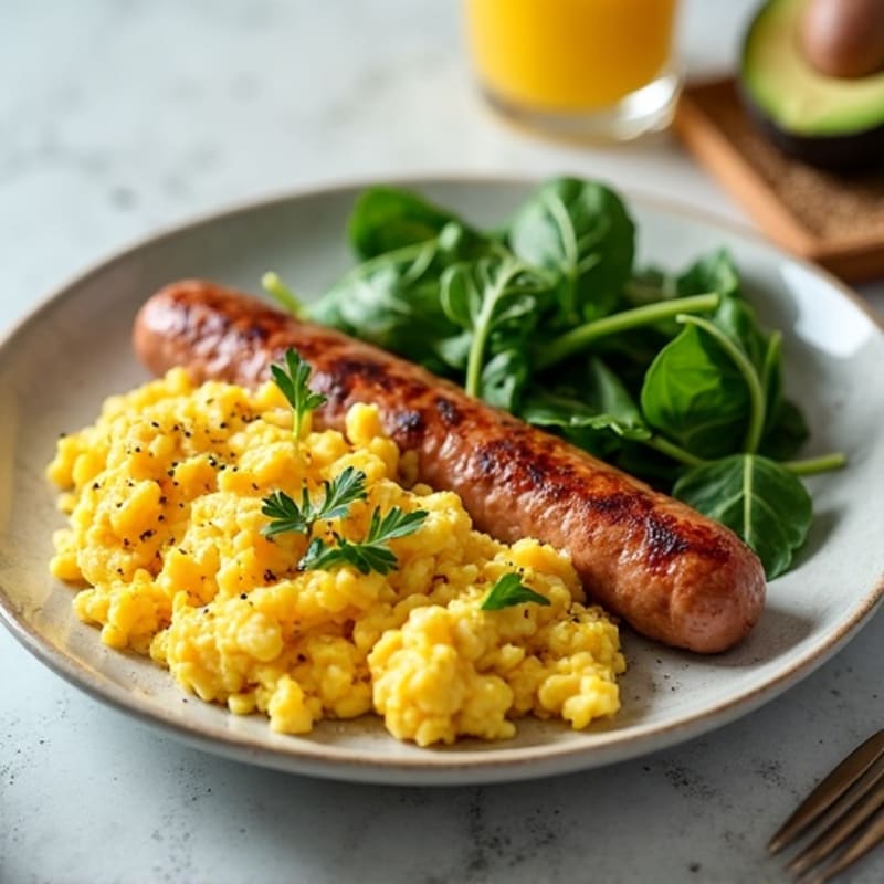 Egg White Scramble with Spinach and Turkey Sausage