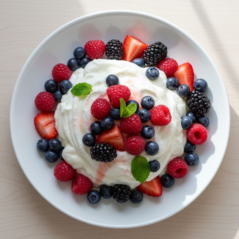Creamy Greek Yogurt Protein Mousse with Mixed Berries