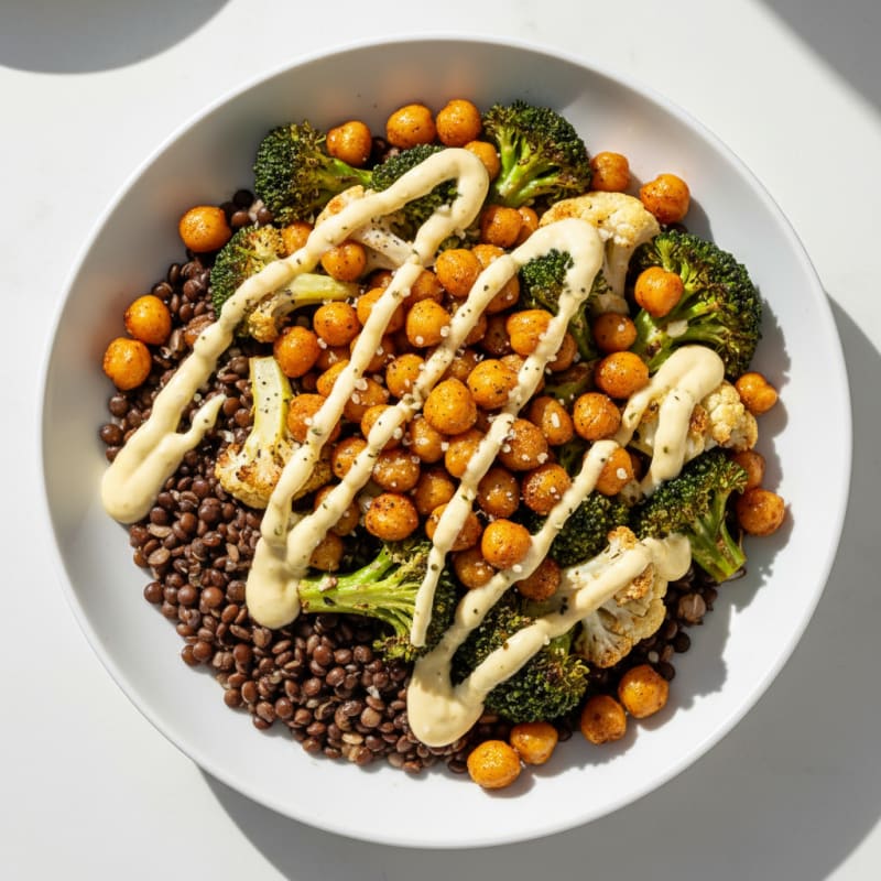 High-Protein Roasted Lentil and Chickpea Bowl