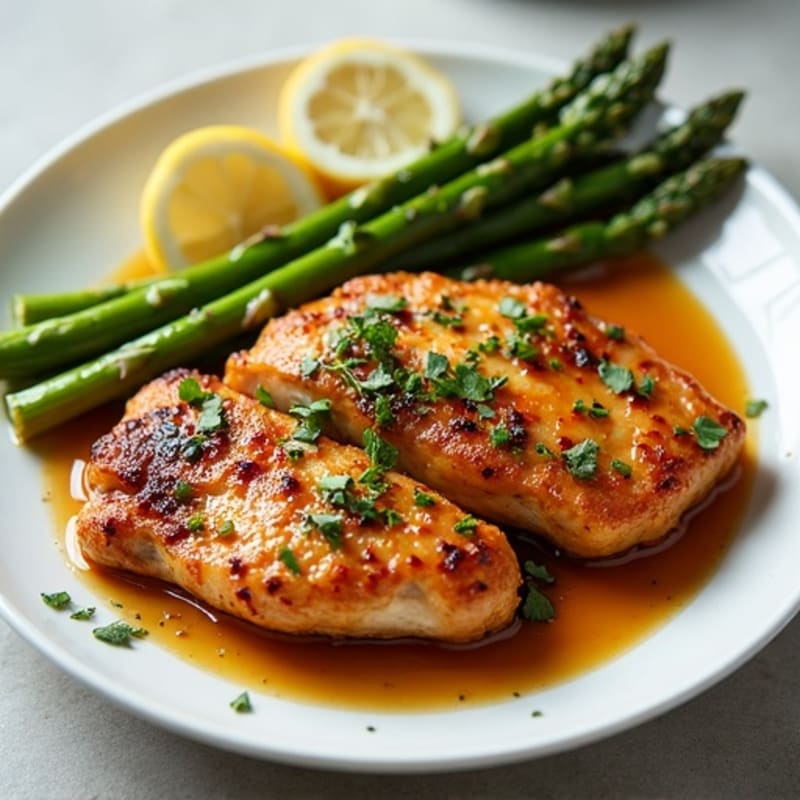 Sticky Ginger-Garlic Chicken with Roasted Asparagus