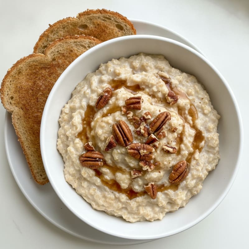 Maple Pecan Oatmeal with Cinnamon Toast