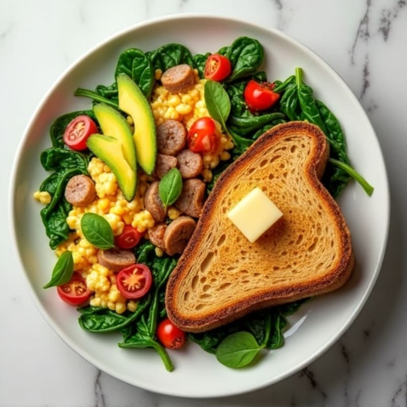 Egg White and Turkey Sausage Scramble with Spinach