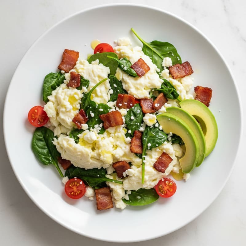 Egg White Scramble with Spinach and Turkey Bacon