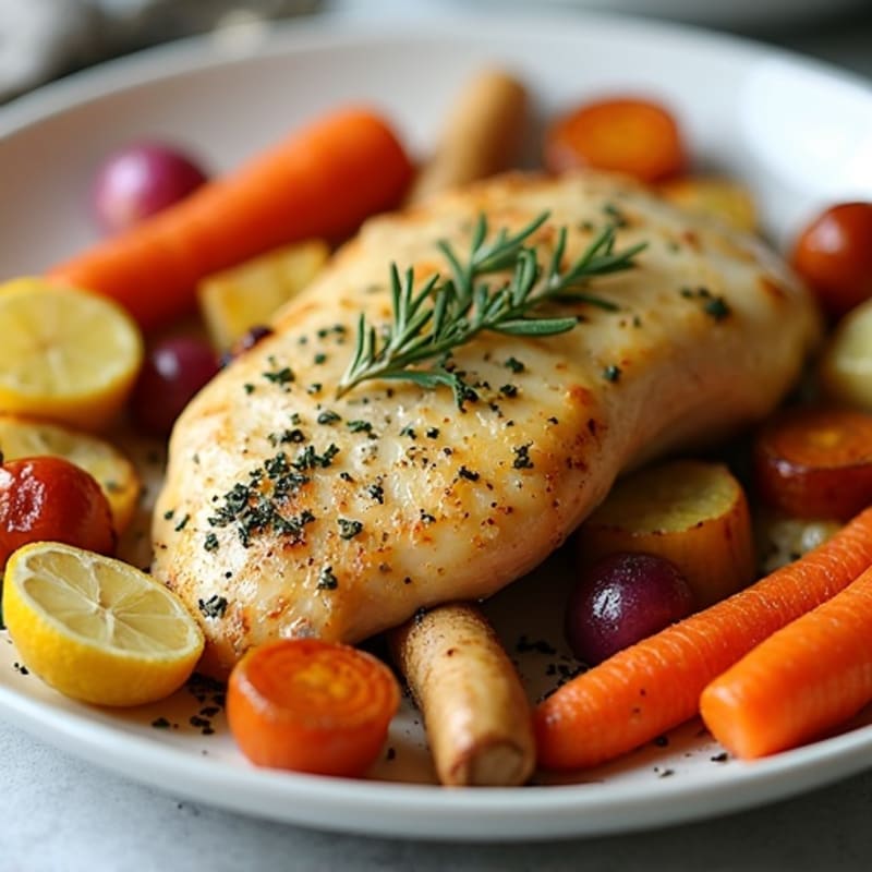 Sheet Pan Lemon Herb Chicken with Crispy Roasted Root Vegetables