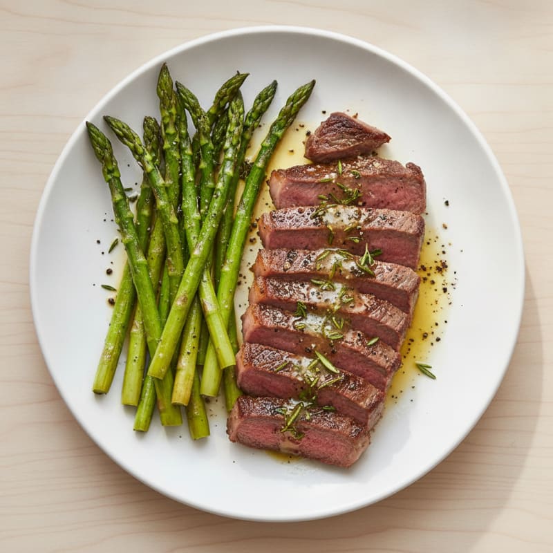 Garlic Herb Butter Steak with Asparagus