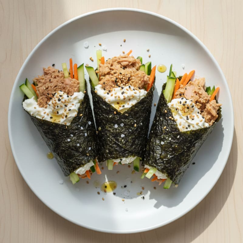 Tuna Seaweed Wraps with Whipped Cream Cheese