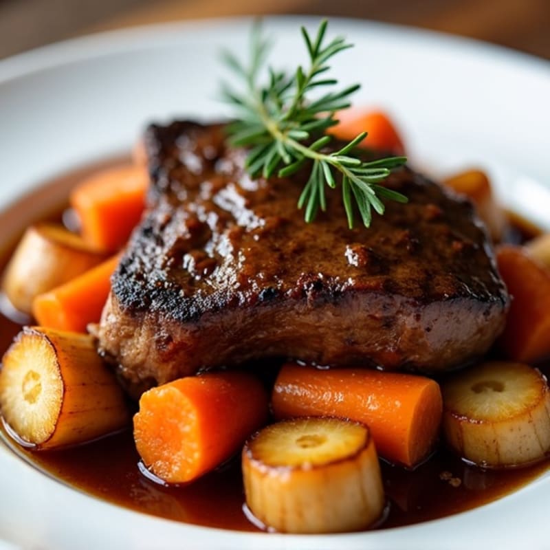 Tender Braised Beef with Roasted Root Vegetables