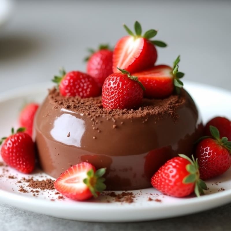 Silky Chocolate Protein Pudding with Fresh Strawberries