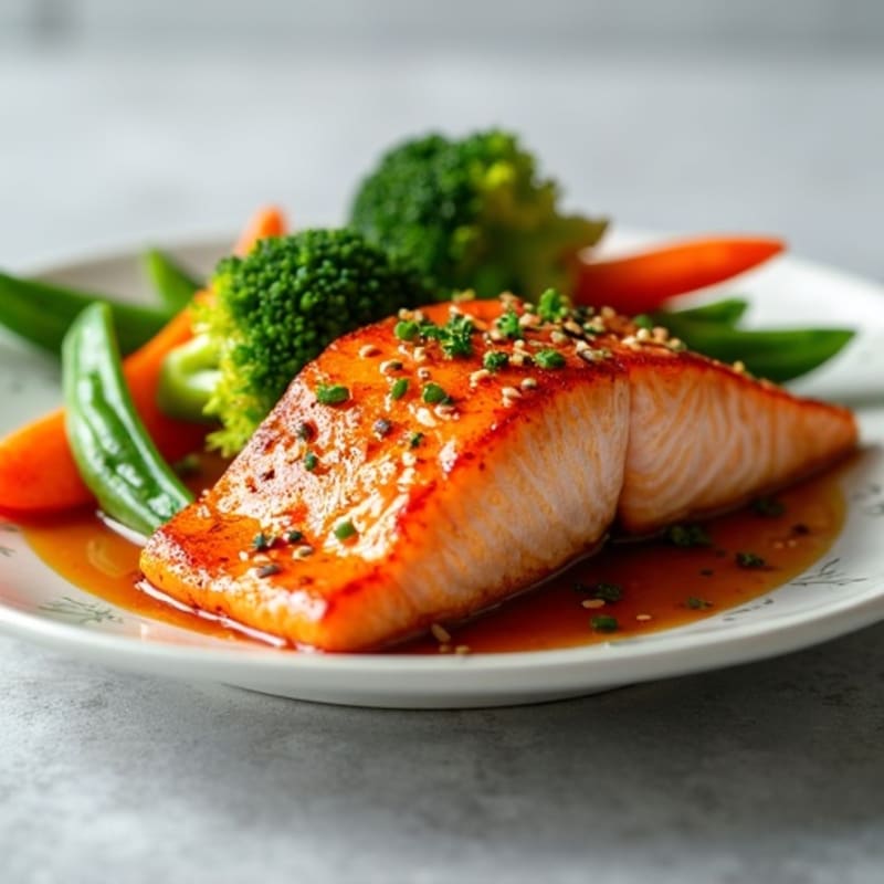 Honey-Ginger Glazed Salmon with Sesame Vegetables