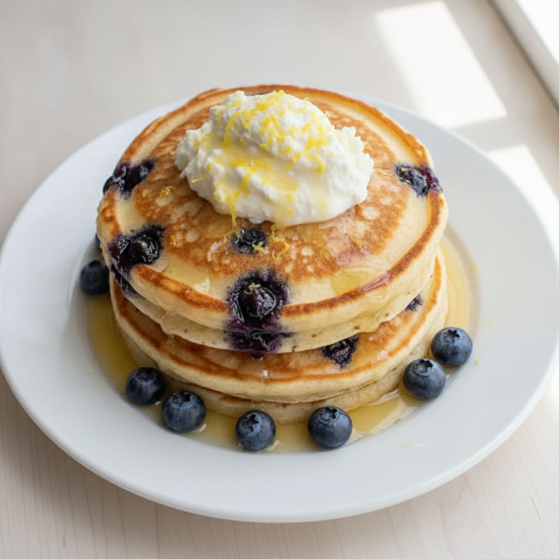 Blueberry Ricotta Pancakes with Lemon Zest