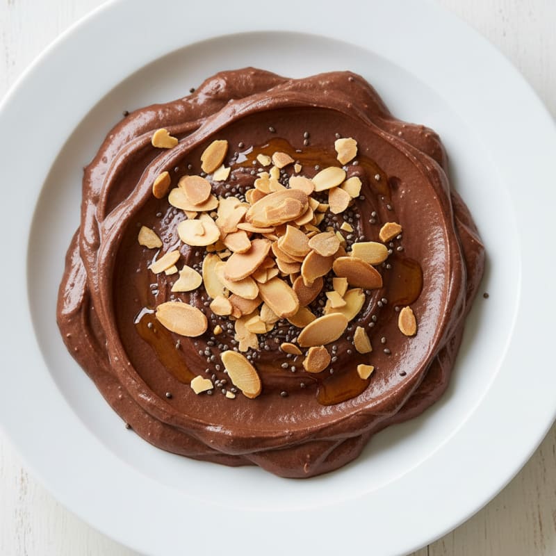 Silky Chocolate Protein Pudding with Sliced Almonds