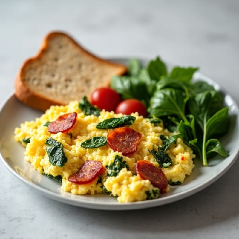 Egg White Scramble with Spinach and Turkey Bacon