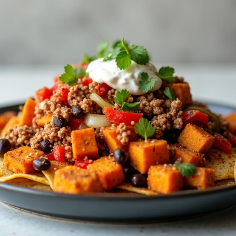 Sheet Pan Turkey Taco-Loaded Sweet Potato Nachos