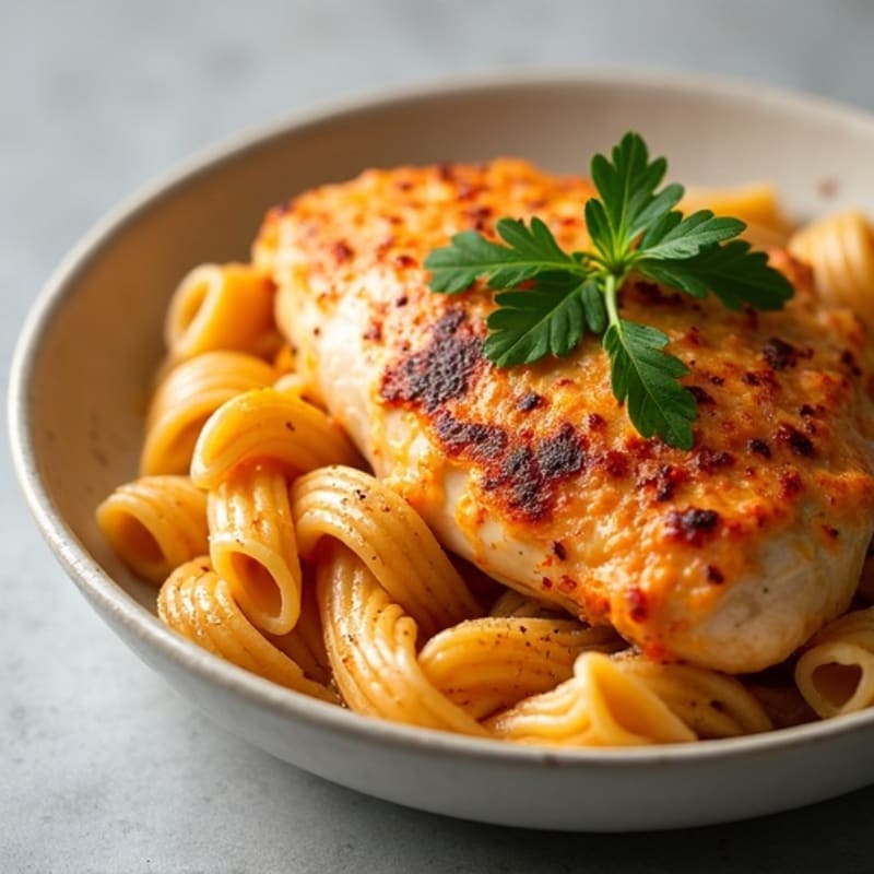 Creamy Spicy Paprika Chicken with Whole Wheat Pasta