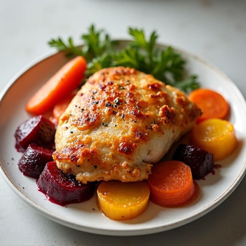 Crispy Baked Chicken with Roasted Root Vegetables