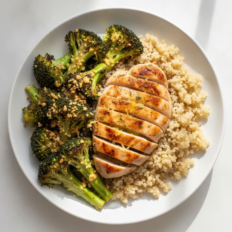 Grilled Turkey Breast with Quinoa and Roasted Broccoli