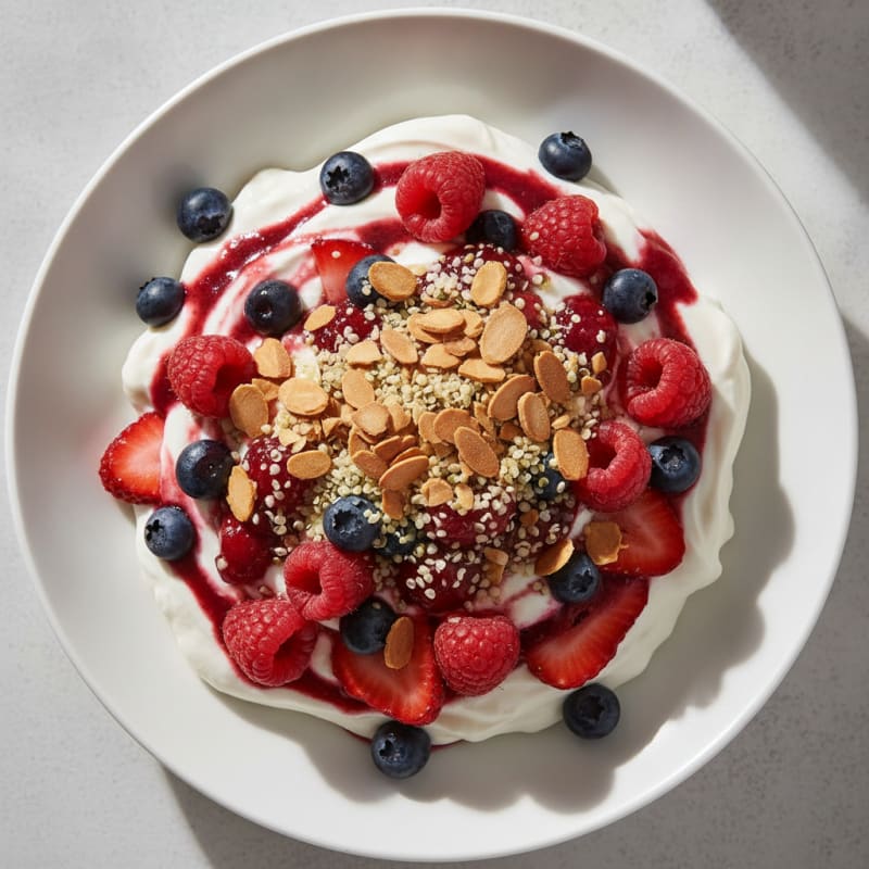 Greek Yogurt Protein Parfait with Mixed Berries
