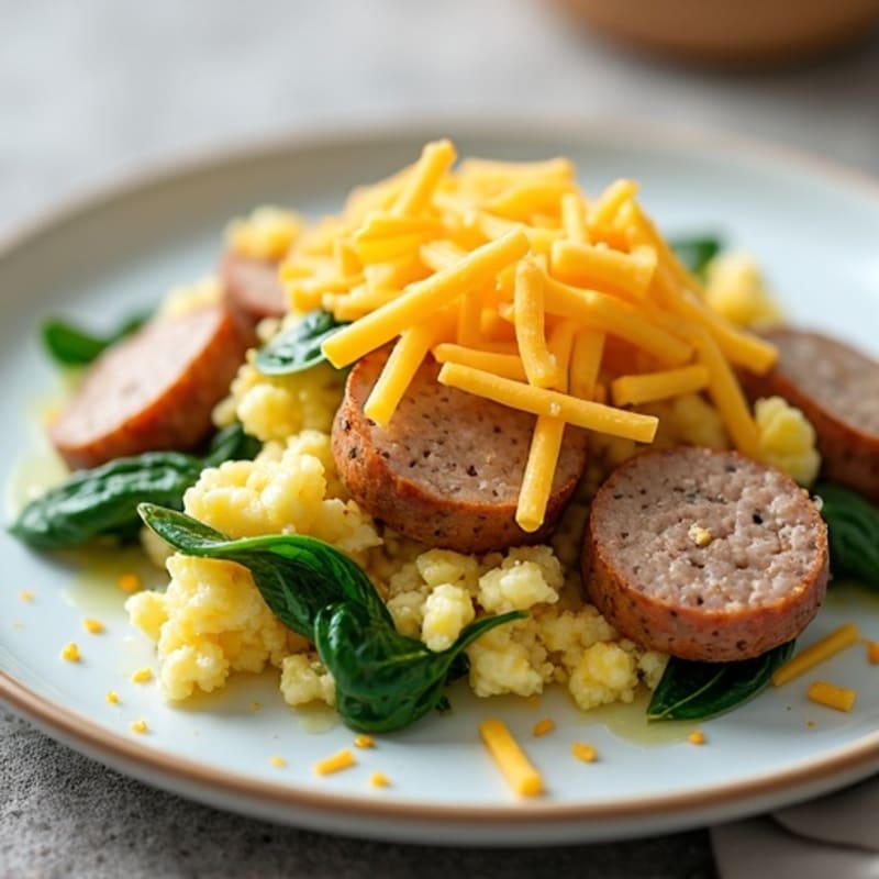 Egg White Scramble with Spinach and Turkey Sausage