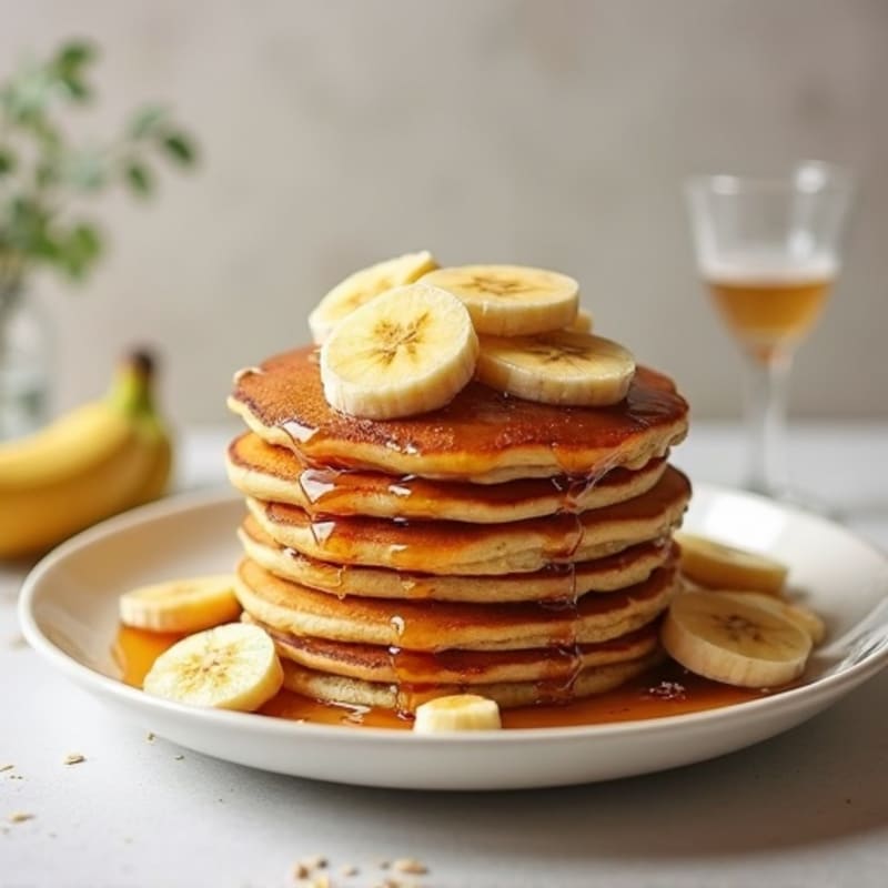 Protein-Packed Fluffy Banana Pancakes with Warm Caramelized Bananas