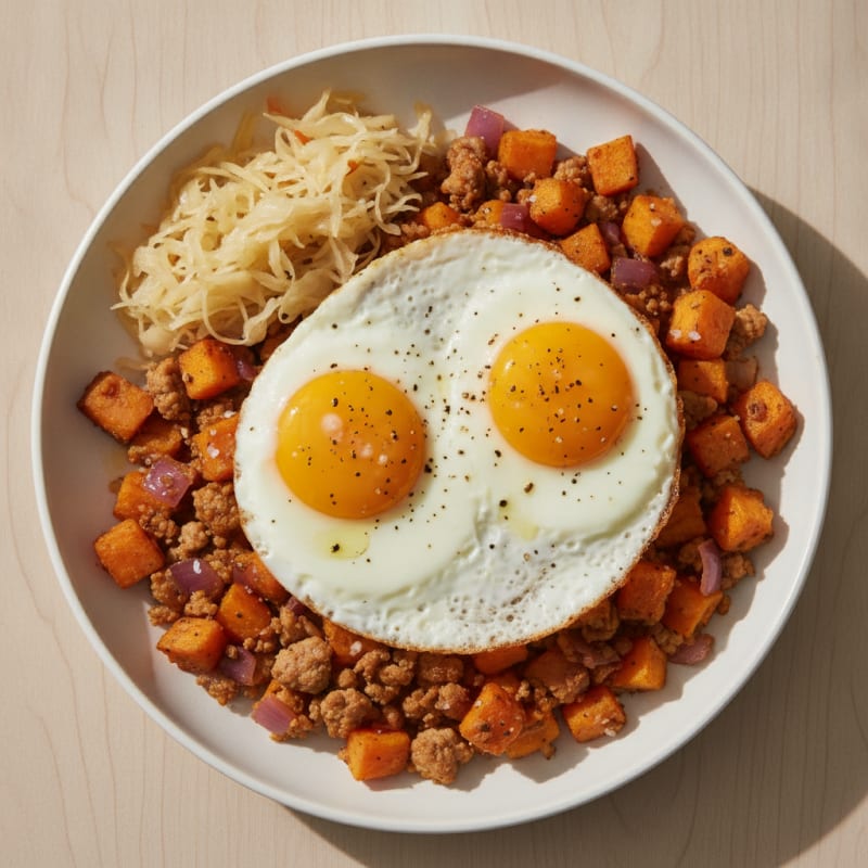 Sweet Potato Hash with Fried Eggs