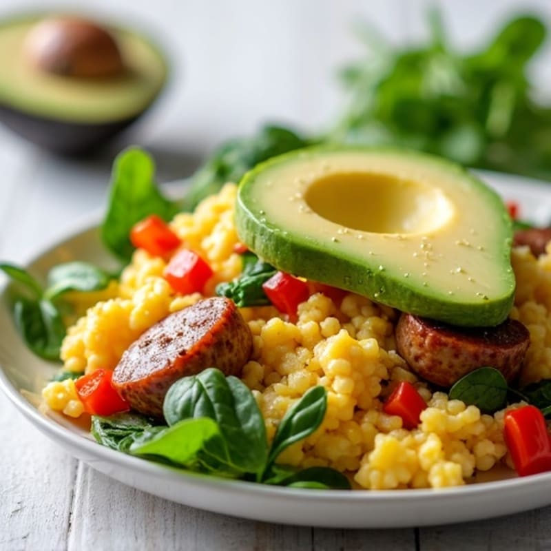 Egg White Veggie Scramble with Turkey Sausage