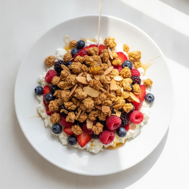 Cottage Cheese Berry Parfait with Almond Granola