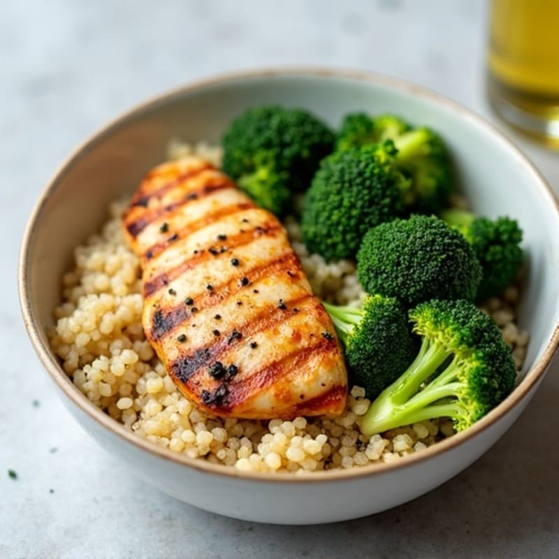 Grilled Chicken Breast with Quinoa and Steamed Broccoli
