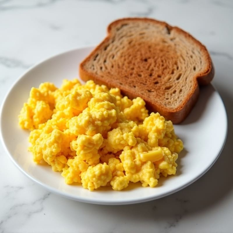 Simple Scrambled Eggs with Whole Wheat Toast