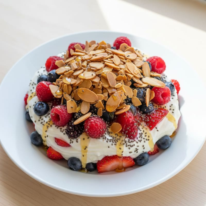 Creamy Greek Yogurt Parfait with Mixed Berries and Toasted Almonds