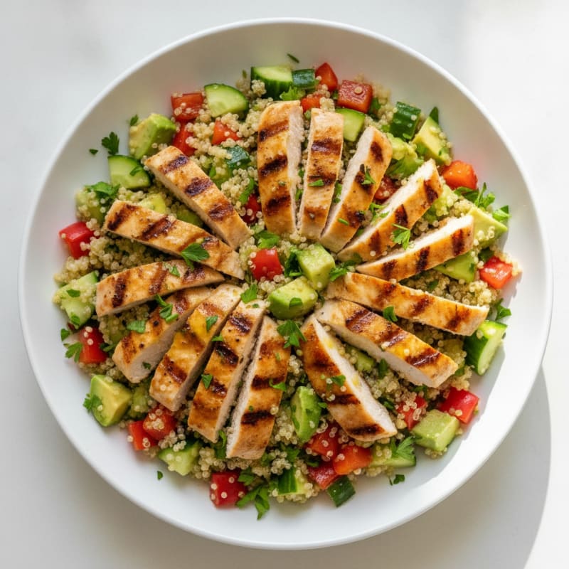 Grilled Chicken and Quinoa Salad with Crunchy Vegetables