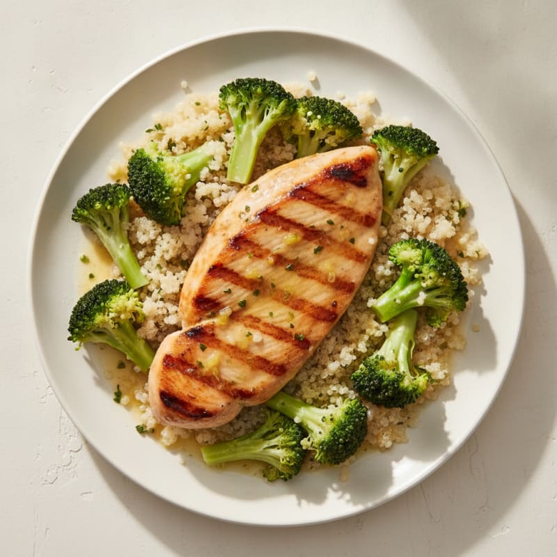 Grilled Turkey Breast with Steamed Broccoli and Quinoa
