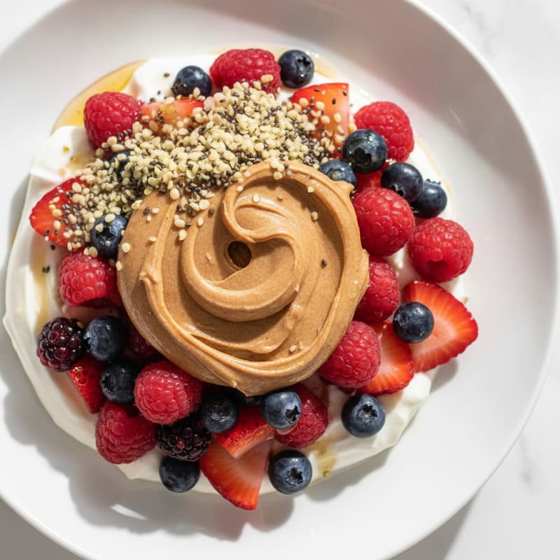 Creamy Greek Yogurt Parfait with Mixed Berries and Almond Butter