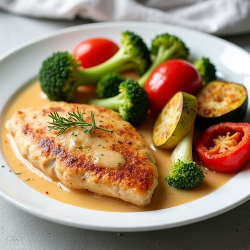 Spiced Creamy Chicken with Roasted Vegetables