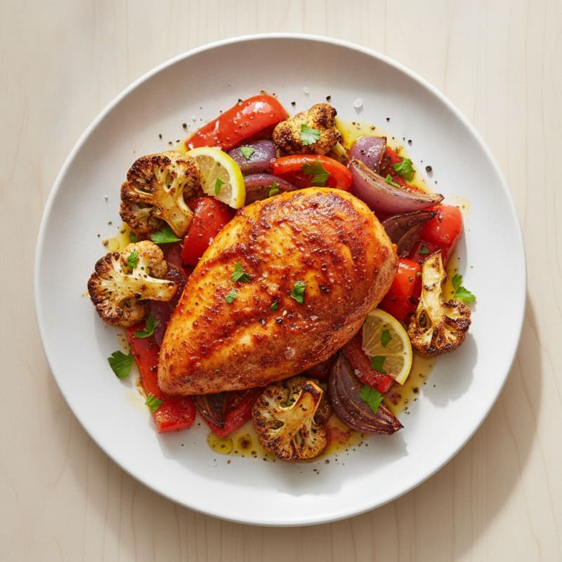 Spicy Harissa Chicken with Roasted Vegetables