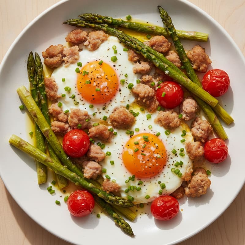 Baked Eggs with Roasted Asparagus