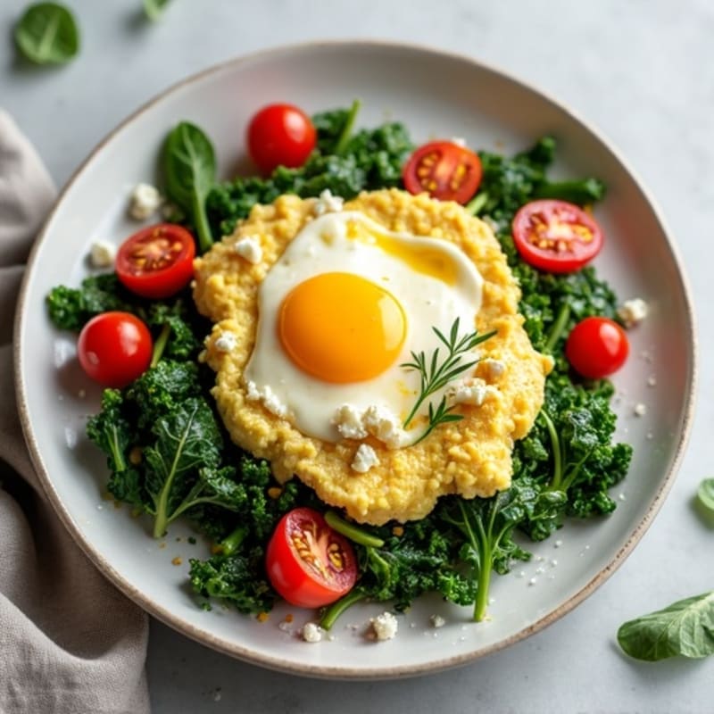 Fluffy Egg White Scramble with Sautéed Greens and Cherry Tomatoes