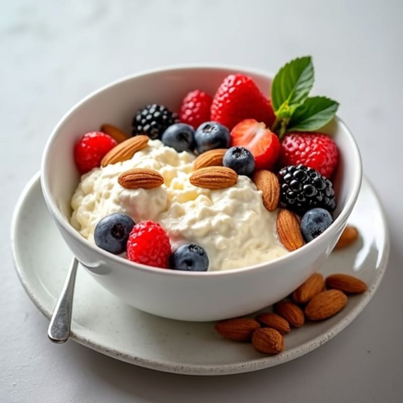 Creamy Cottage Cheese with Fresh Berries and Crunchy Almonds