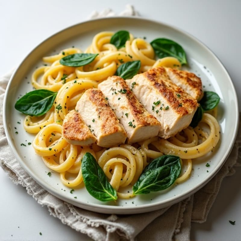 Healthy Creamy Garlic Chicken Pasta