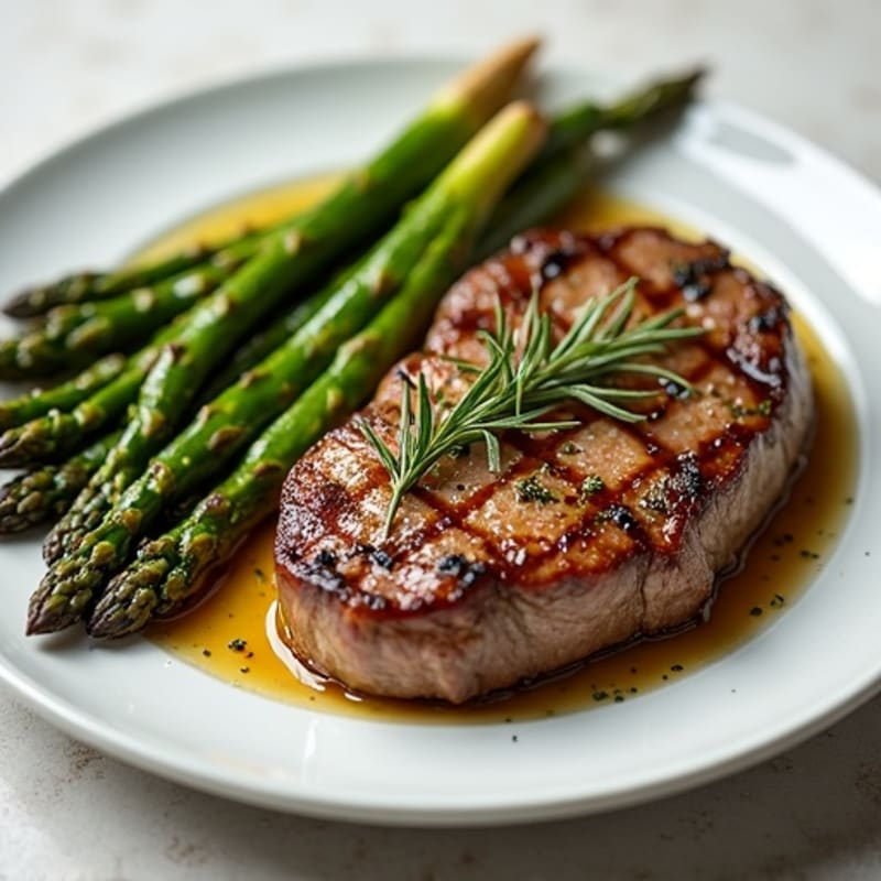 Garlic-Herb Pan-Seared Steak with Roasted Asparagus