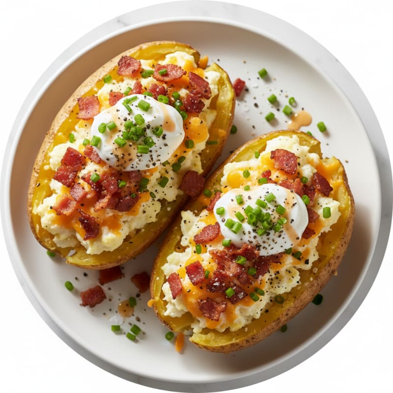 Crispy Bacon Cheddar Stuffed Potatoes