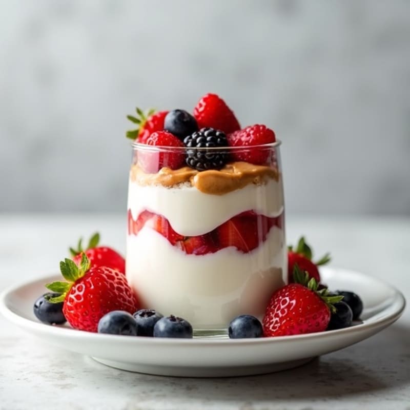 Greek Yogurt Protein Parfait with Berries and Almond Butter