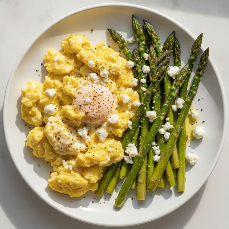 Scrambled Eggs with Roasted Asparagus